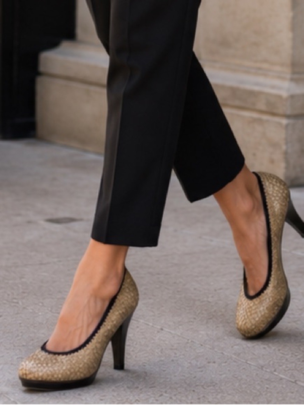 Bernie Mev Legend Bronze Woven Platform Pumps EU41 NWT